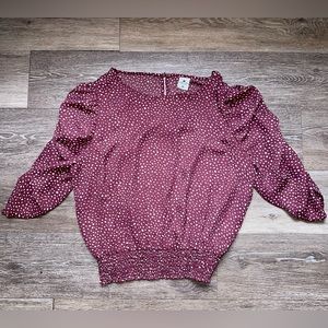 Maroon Print Mid Sleeve Blouse